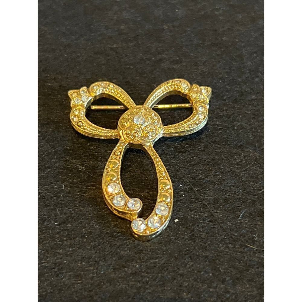 Vintage Bow Brooch w/ Rhinestones. WA126